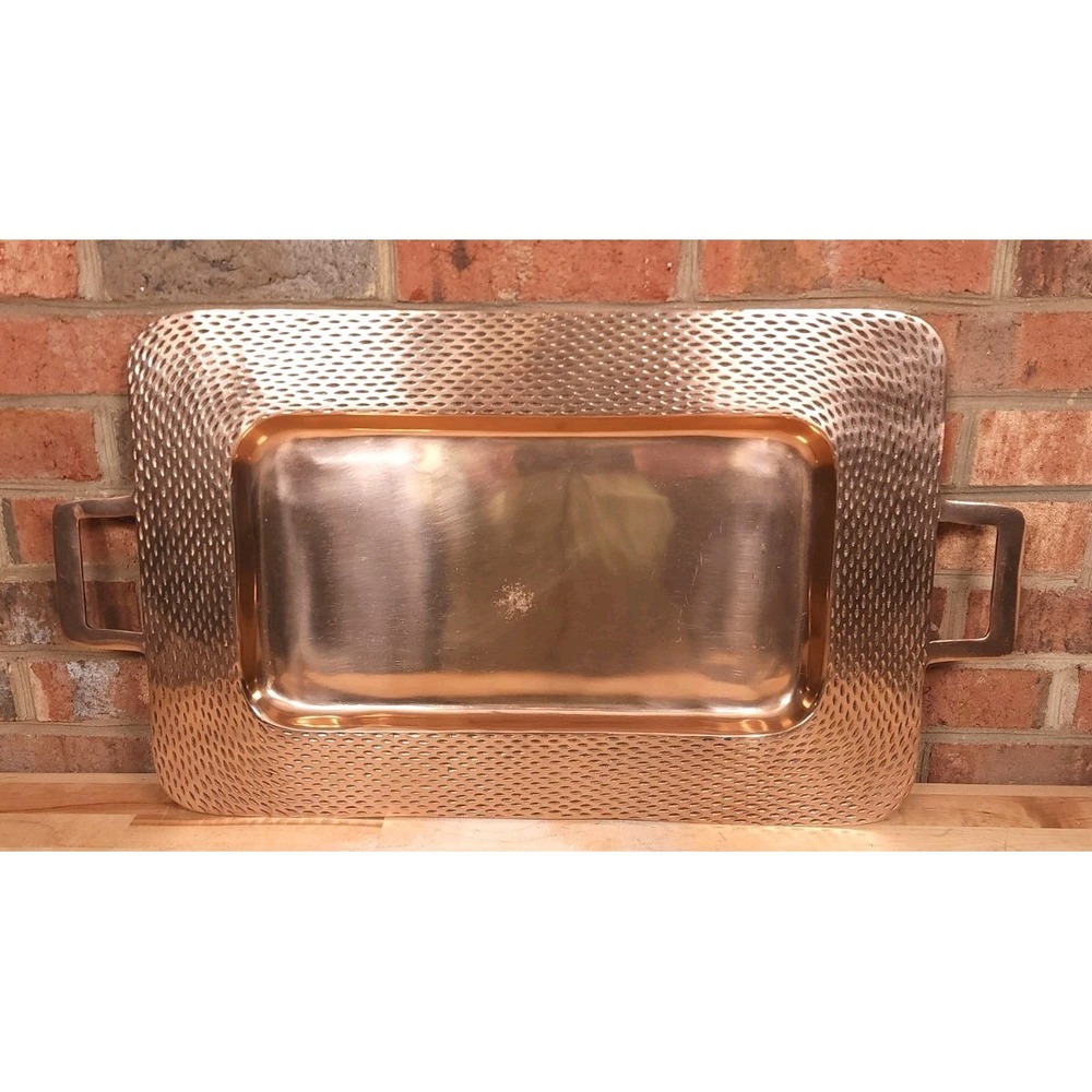 Copper Rectangular Brass Handles 25 X 17" Serving Tray